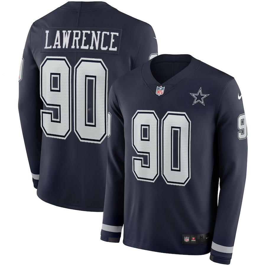 Men Dallas Cowboys #90 Lawrence blue Limited NFL Nike Therma Long Sleeve Jersey